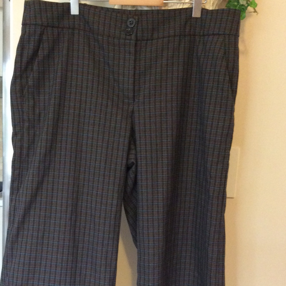 Love & Legend | Wide Leg Cropped Pants | Plaid Brown & Tourquise | Cuffed Hem